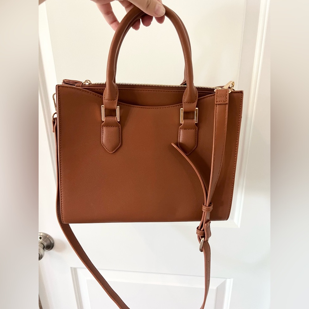 NWT Miztique Cognac Leather Handbag - Picture 3 of 7